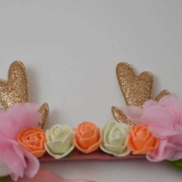 Baby Girl Floral Antler Headband - Picture 2 of 7